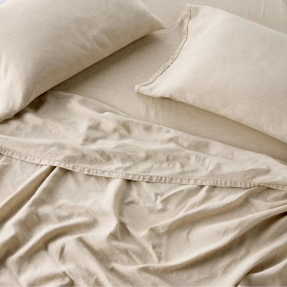 Casaluna CALIFORNIA KING 100% Linen 4pc Sheet Set Natural - BRAND NEW - Picture 2 of 7